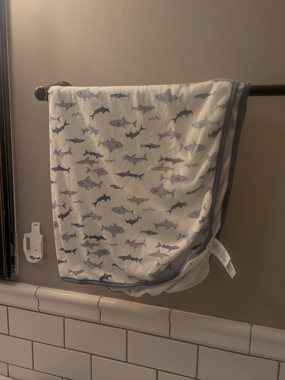Carter's Blue and White Shark Print Hand Towel